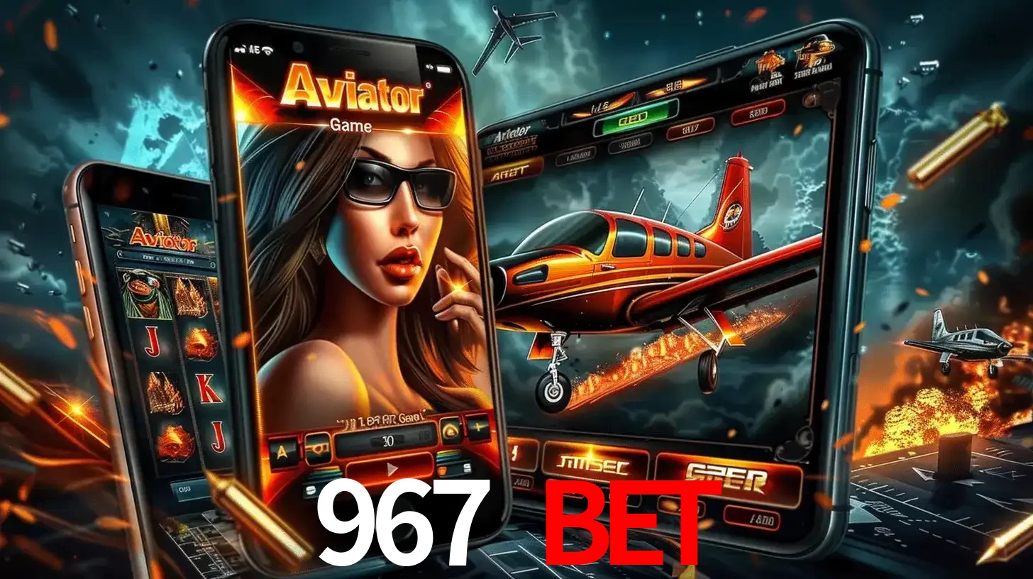 O popular jogo de apostas Aviator exibido em vários celulares e tablets, mostrando a interface emocionante e a ação de voo disponíveis para jogar agora no 967 BET.