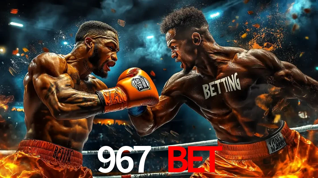 Dois boxeadores em uma luta intensa e explosiva, representando a adrenalina e as oportunidades de apostas em esportes de combate disponíveis na plataforma 967 BET.