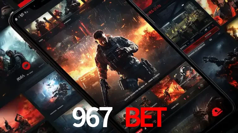 Tela de um celular exibindo uma galeria de jogos de tiro com temática militar, mostrando a variedade de e-sports disponíveis para apostas na plataforma de entretenimento 967 BET.