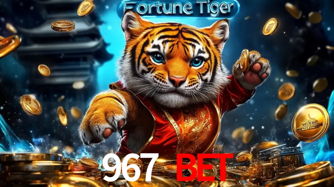 Imagem promocional do jogo de slot Fortune Tiger, com um tigre majestoso em traje tradicional cercado por uma fortuna em moedas de ouro, disponível agora no cassino 967 BET.
