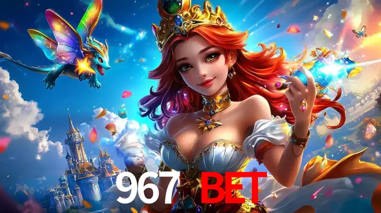A princesa de um reino de fantasia mágico, com seu pequeno dragão, apresentando um mundo de prêmios encantados nos jogos de caça-níqueis do cassino 967 BET.